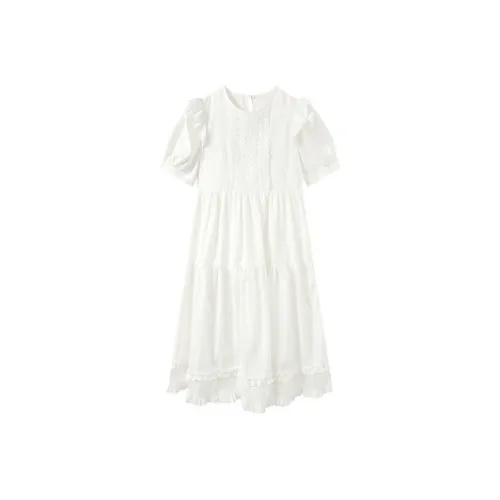 XIAOJUCHUANLI Короткое платье с короткими рукавами женское белое