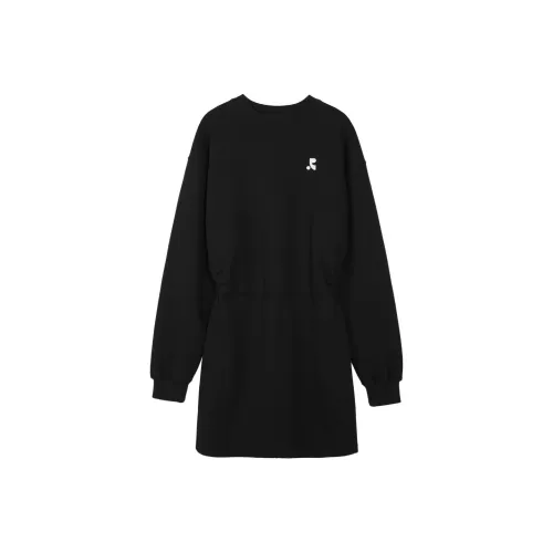 Rest Recreation Джерси Мини Платье Длинное С рукавами Платье Женское Черное