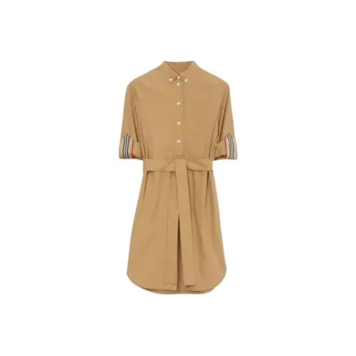 Burberry Короткий рукав Платье Женское CAMEL