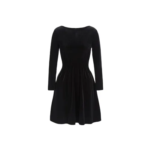 EMPORIO ARMANI FW24 Длинное платье с длинными рукавами женское черное