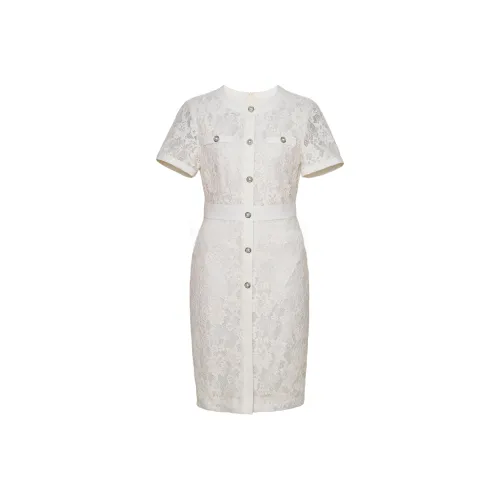 ROEYSHOUSE Короткий рукав Платье Женское Белое