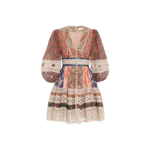 Zimmermann Многоцветные Женские Длинные Платья с Рукавами