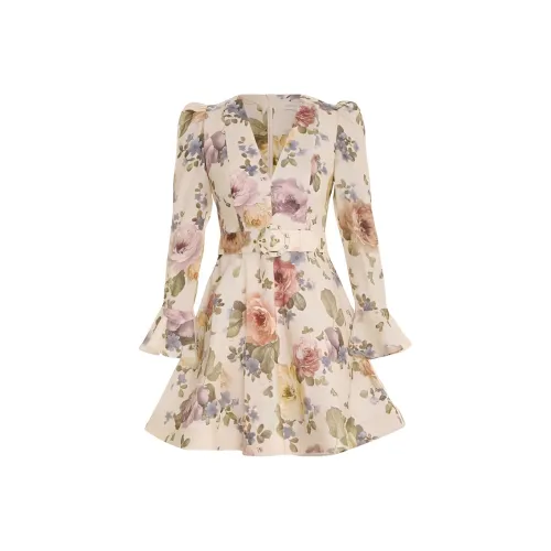 Zimmermann Длинное платье с длинными рукавами женское многоцветное