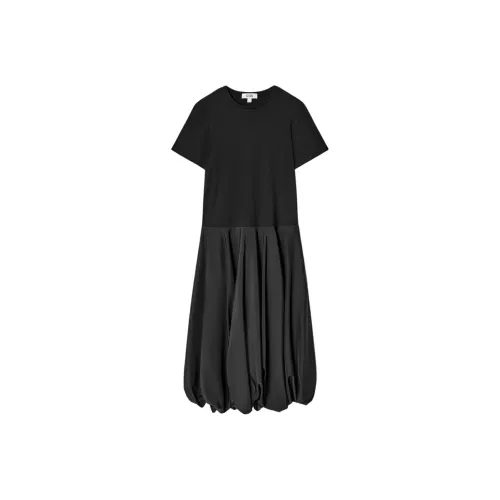 COS Короткий рукав платье женское черное