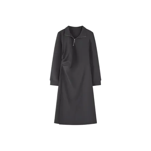 XWI Длинное платье с длинным рукавом женское темно-серый