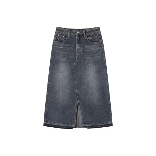 DIALOGUE Деним Длинный Юбка Женские Деним Черный