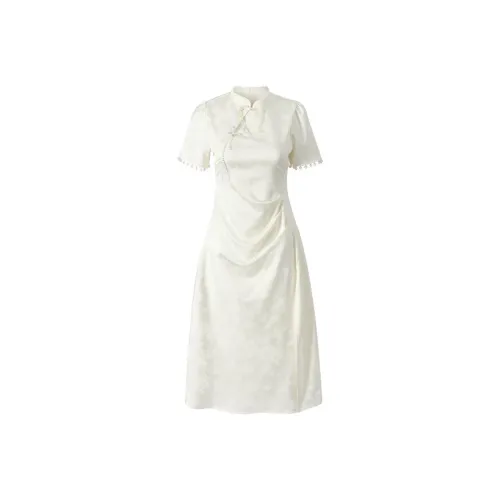 QUIET ANGEL Абрикос Женские Короткие Платья с Рукавами
