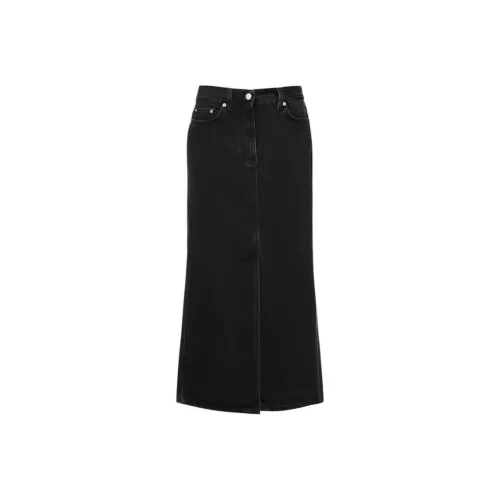 Loulou De Saison Мытый серый Женские джинсовые длинные юбки