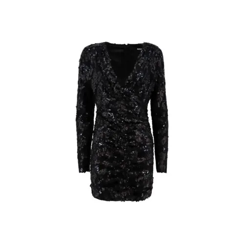 Rotate SS24 Длинное платье с длинным рукавом женское черное