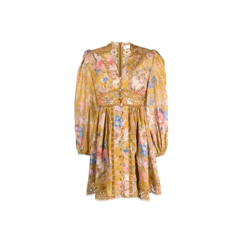 Zimmermann Длинное платье с длинными рукавами женское желтое