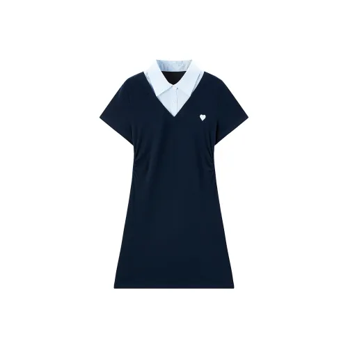 LEDIN Короткий рукав Платье Женское Темно-синий В наличии