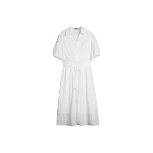 ELLE Короткий рукав Платье Женское Белое