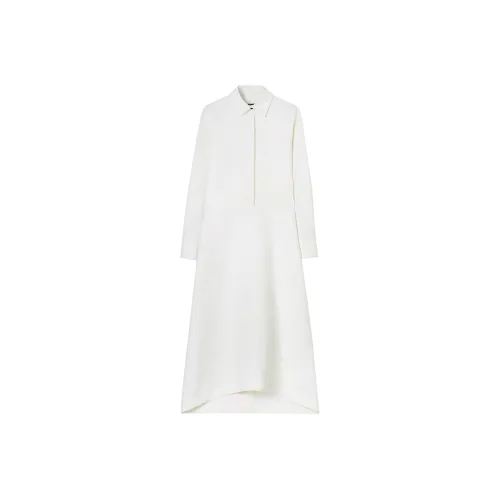 JIL SANDER Белое Женское Длинное Платье с Рукавами