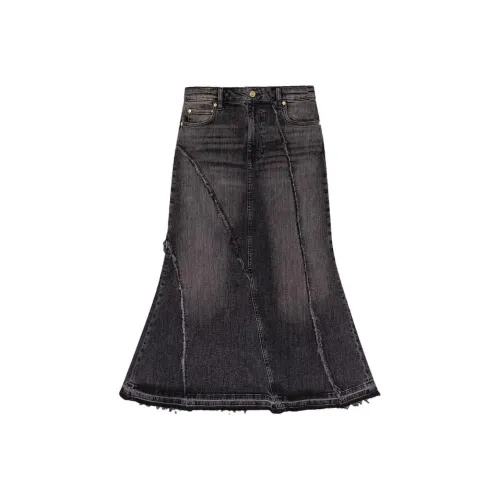 GANNI FW24 Denim Long Skirt Women's Black Black GANNI FW24 Деним Длинная Юбка Женская Черный Черный