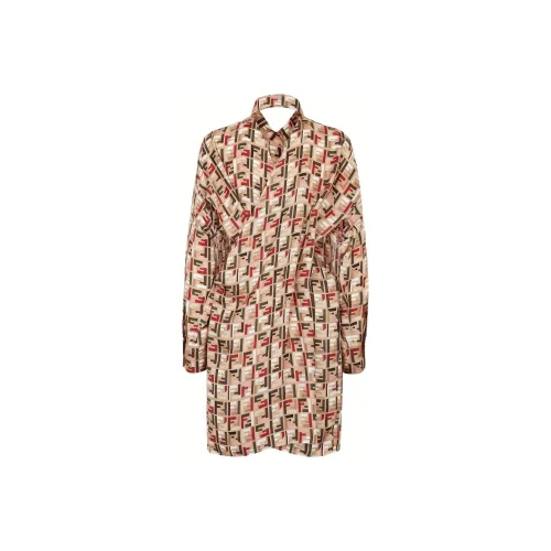 FENDI Фестиваль Циси Limited Collection SS24 Длинное Платье с Рукавами Женское Бежевое