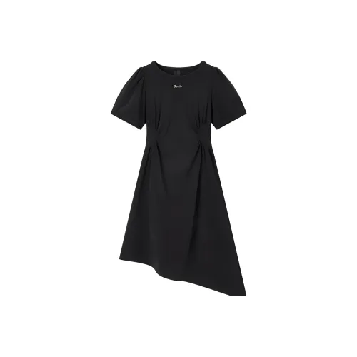 EICHITOO Короткое платье с короткими рукавами женское черное