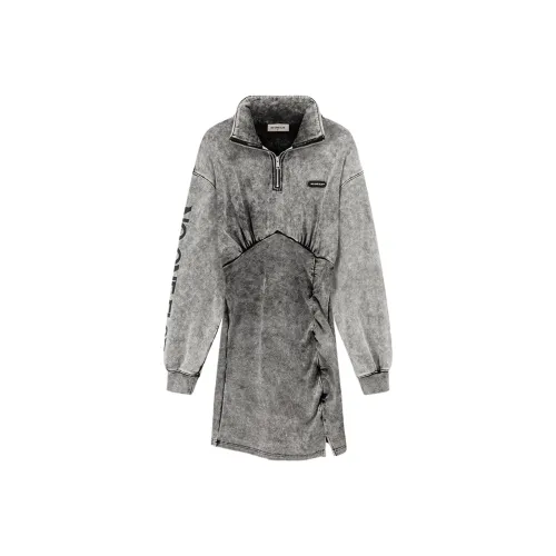 NO ONE ELSE Длинное платье с длинными рукавами женское светло-серое