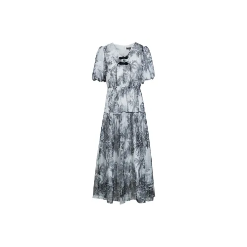 MeetMetro Короткий рукав Платье Женское с принтом