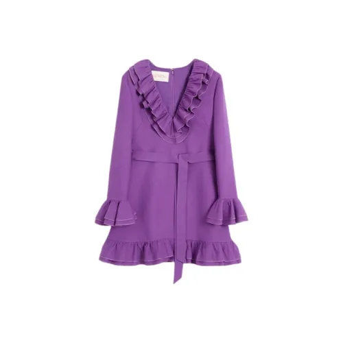 Valentino Длинное платье с длинными рукавами женское фиолетово-синее