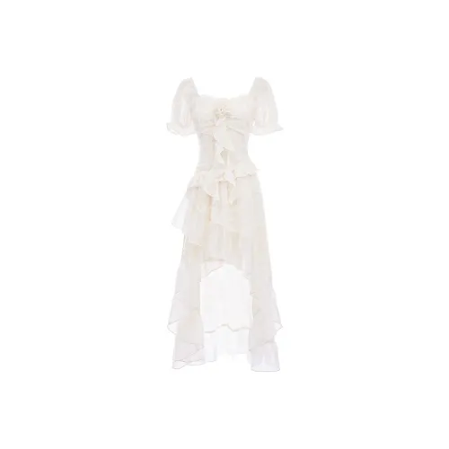 ZUKIZUKI Короткое платье с короткими рукавами женское абрикосового цвета