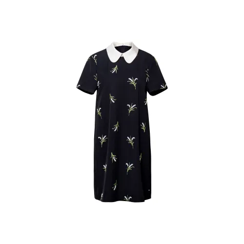 ROEYSHOUSE Короткое платье с короткими рукавами женское черное