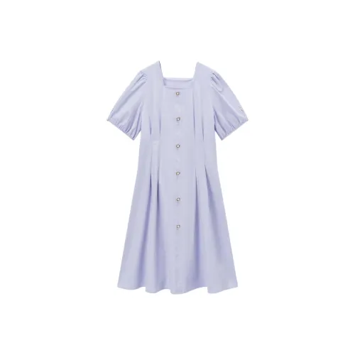 EICHITOO Короткое платье с короткими рукавами женское светло-фиолетовое