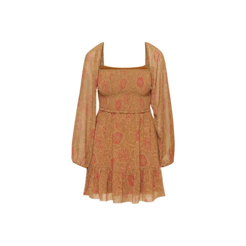 ARITZIA WILFRED Tempest Мини Платье Длинное с длинными рукавами Платье Женское Maplewood Rch Chestn Кленовый Деревянная подошва Красное дерево Принт