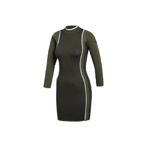 adidas originals Оливково-зеленый Женские Длинные Рукава Платья