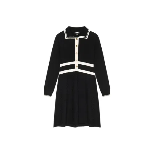 DKNY Длинное платье с длинными рукавами женское черное