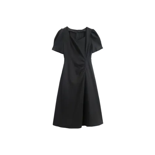 ONE PASS STUDIO Короткий рукав Платье Женское Черное