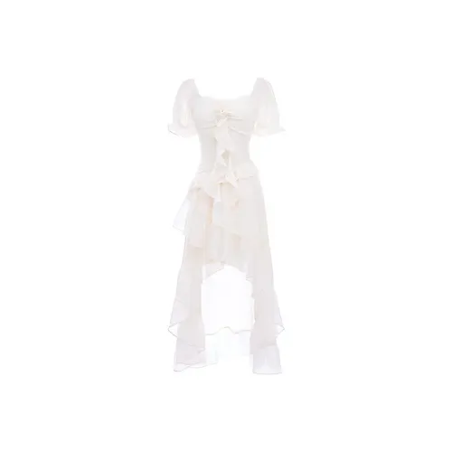 TURN UP Короткий рукав Платье Женское Мягкий Абрикос