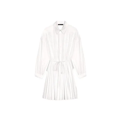 Maje Белое Женское Длинное Платье с Рукавами