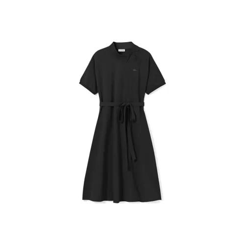 LACOSTE Черное Женское Платье с Коротким Рукавом