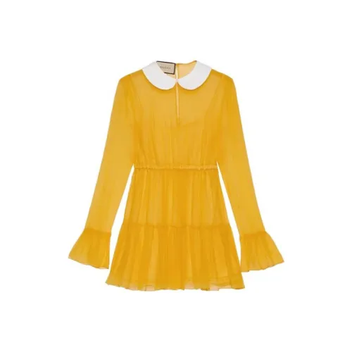 GUCCI SS23 Длинное платье с длинными рукавами женское желтое