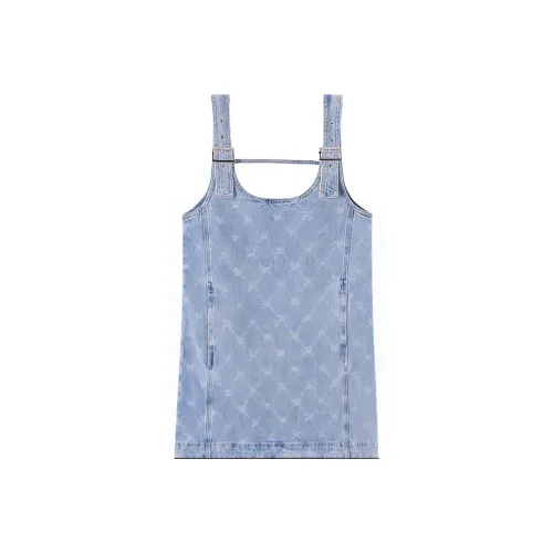 EICHITOO Без рукавов Платье Женское Джинсовый синий Узор