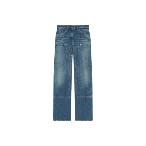 GIVENCHY OVERSIZED Джинсы из денима с заплатками женские синие