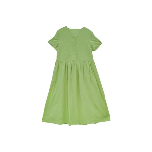 KERANPUJIAN Короткий рукав Платье Женское Сливовый Зеленый