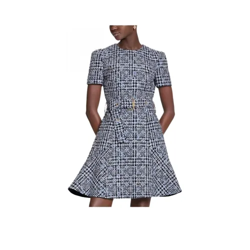 LOUIS VUITTON Короткое платье с короткими рукавами женское синее