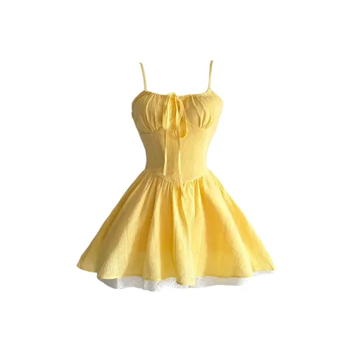 POPO.INFO Slip Платье Женское Желтое