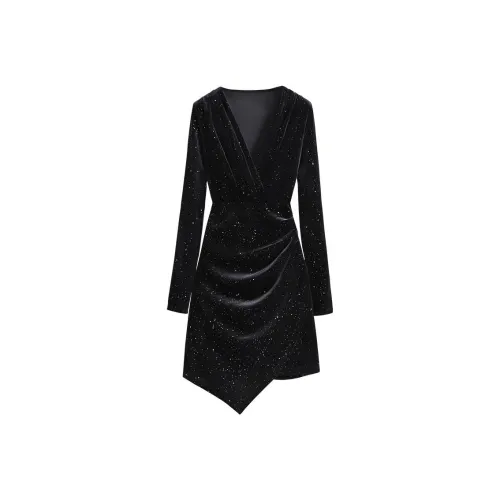 Silky Queen Длинное платье с длинными рукавами женское черное