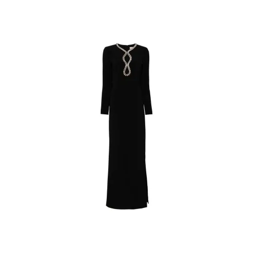 ELIE SAAB SS24 Длинное платье с длинными рукавами женское черное