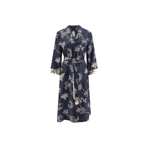 MaxMara Длинное платье с длинными рукавами женское синее