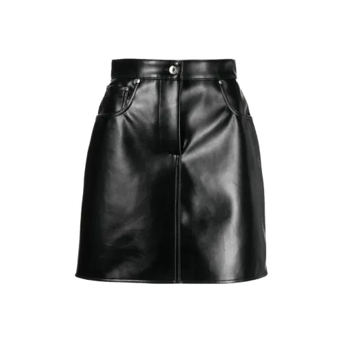 MSGM Черные Женские Кожаные Короткие Юбки