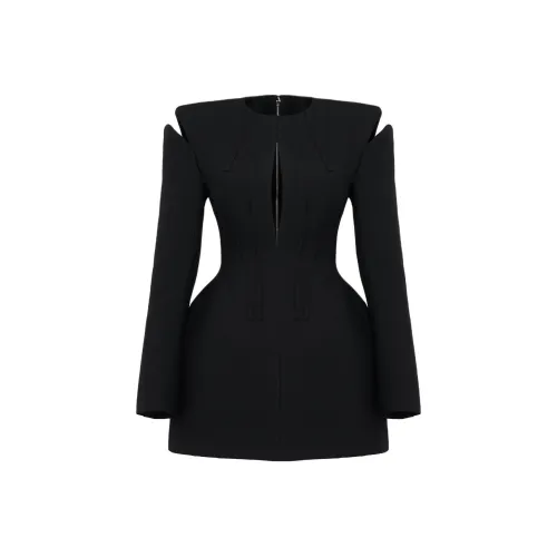 Alexander McQueen Black Женские Длинные Рукава Платья