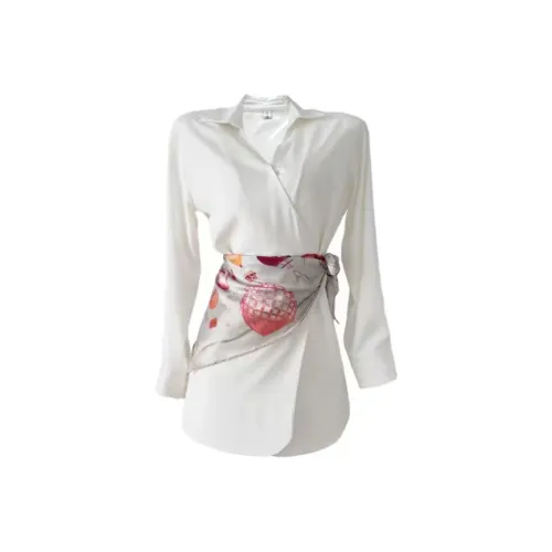 Lookinto Длинное платье с длинными рукавами женское белое