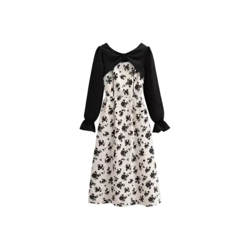 AFGGD Длинное платье с длинными рукавами женское черное