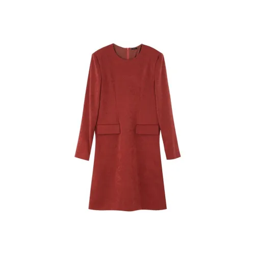 NINE WEST Длинное платье с длинными рукавами женское красное