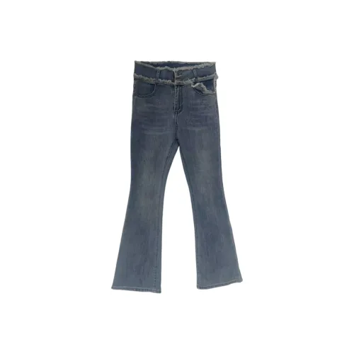 FAWENXIANGZI Джинсы Женские Винтаж Синий