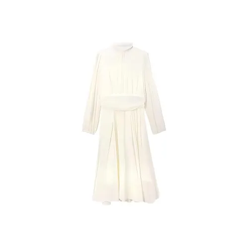 Lookinto Длинное платье с длинными рукавами женское экрю