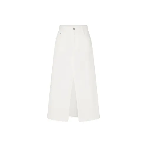 MO&CO Деним Белый Женские Повседневные Длинные Юбки